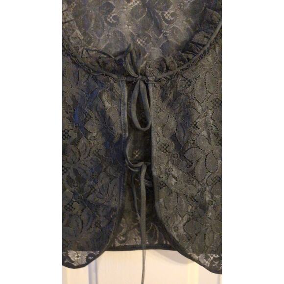 Vintage Pandora Womens Black Lace Lingerie Tie Vest, Small, Goth Witchy Coquette - Picture 2 of 8